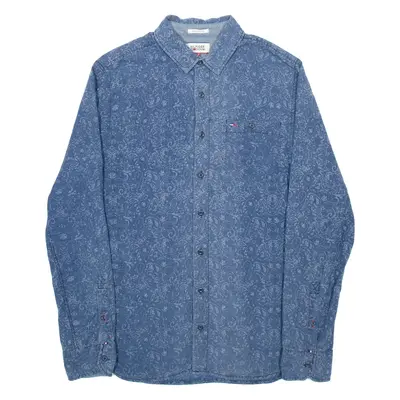 TOMMY HILFIGER Mens Shirt Blue Paisley Long Sleeve S