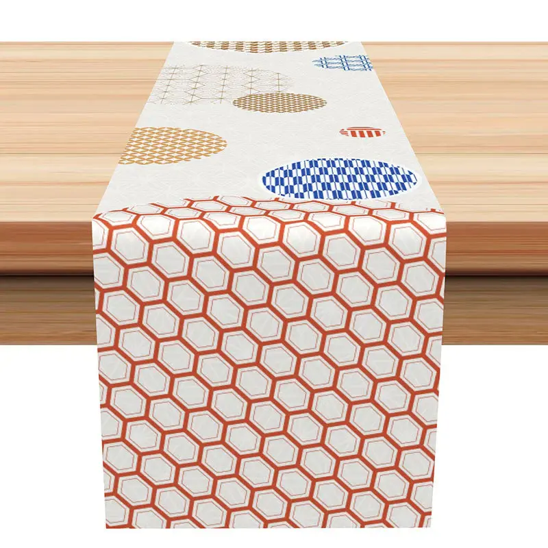 Houndstooth Honeycomb Grid Plaid Prints Table Runner - Aperturee