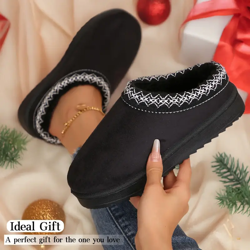 Women's Slippers Platform Mini Boots Short Ankle Boot Fleece Lined Sneakers House Slippers Anti-Slip Boots For Outdoor