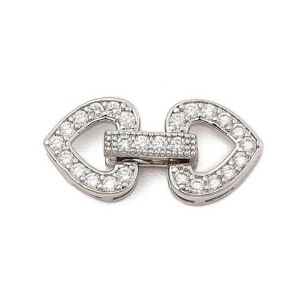 Brass Micro Pave Clear Cubic Zirconia Fold Over Clasps