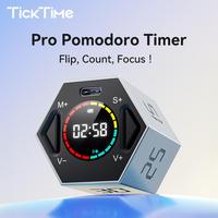Ticktime Pomodoro Timer Cube, Productivity Timer, Pause & Resume, Silent & Adjustable Sound Alert, for ADHD, Task, Work, Stud...