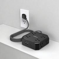 Surge Protector Power Strip - 8 Widely Outlets with 4 USB Ports(2 USB C), 5 Ft Braided Extension Cord, Flat Plug, Wall Mount,...