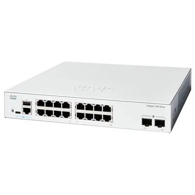 Cisco C1300-16T-2G | Catalyst 1300 Series 1300-16T-2G 16 x 10/100/1000Base-T RJ-45 and 2 x 1GbE SFP Uplink Ports Layer 3 Mana...