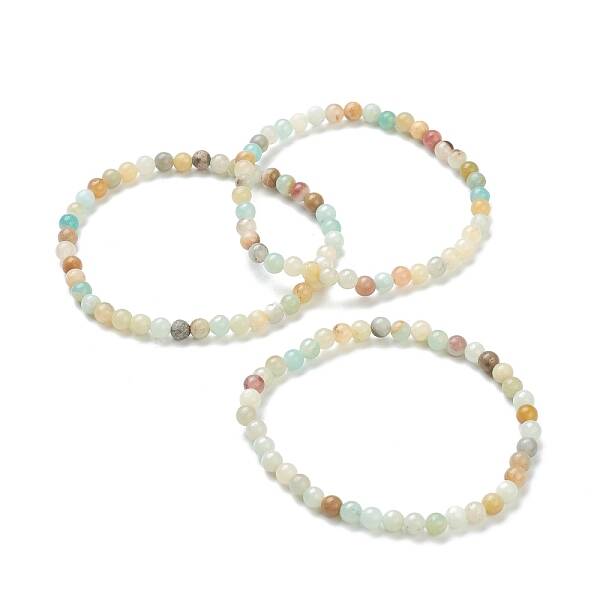 Natural Amazonite Beaded Stretch Bracelets