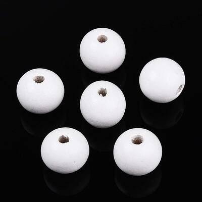 Spray Painted Round Natural Schima Wood Beads