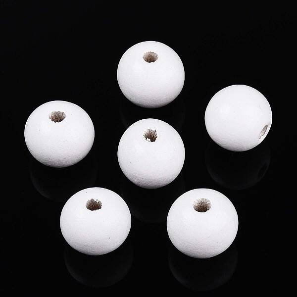 Spray Painted Round Natural Schima Wood Beads
