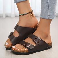 Women's Sandals Simple Summer Open Back Comfortable Holiday Buckle Flat Comfort Sandals