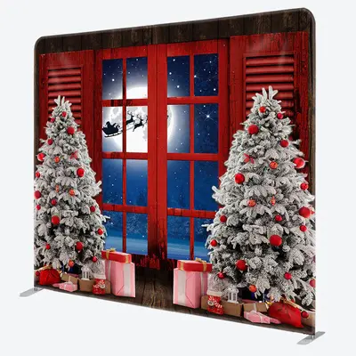 Aperturee Moon Night Window Christmas Pillow Case Backdrop - Aperturee