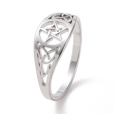 Non-Tarnish Pentacle with Sailor's Knot Finger Ring