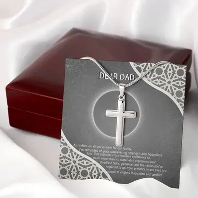Dear Dad - Stainless Steel Cross Necklace of Faith