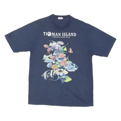 HORIZON CASUAL LIFE Tioman Island Tropical Wonderland Mens T-Shirt Blue L