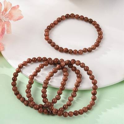 Synthetic Goldstone Bead Stretch Bracelets