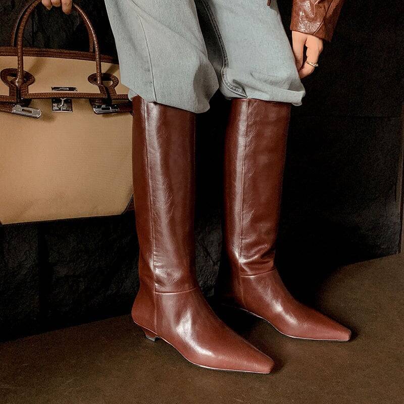 CHIKO Isabelle Square Toe Kitten Heels Knee High Boots