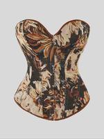 Women's Floral Print Shapewear Tops, Lady Fashionable Lace Up Closure Corset, Shapewear for Women, Tummy Control Shaper for W...