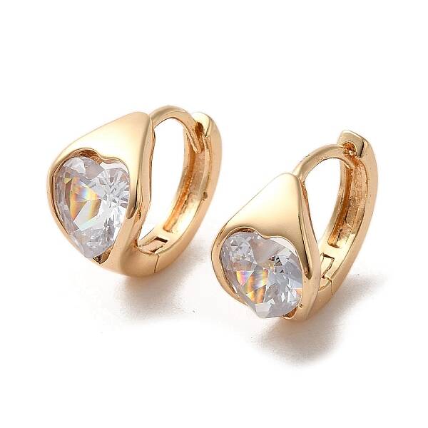 Light Gold Brass Micro Pave Cubic Zirconia Hoop Earrings