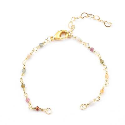 Natural Tourmaline Handmade Beaded Chains Bracelet Making