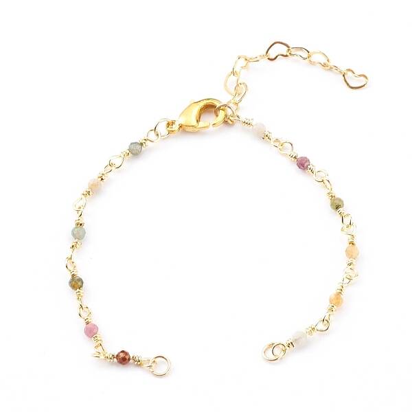 Natural Tourmaline Handmade Beaded Chains Bracelet Making