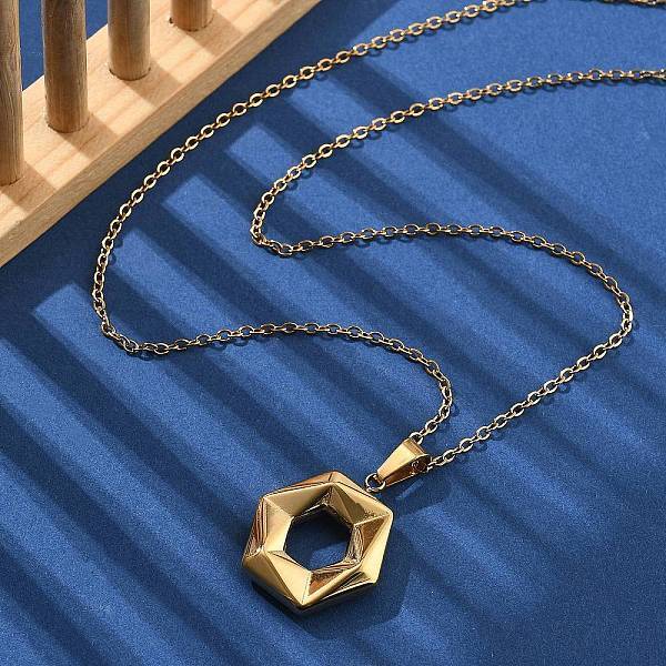 304 Stainless Steel Geometric Pendant Necklaces for Women