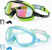 [momhack] 2 Pcs Kids-Swim-Goggles with Nose Cover, Wide View Anti Fog UV Anti Shattered Lens for Kids 3-6/6-15 anti-uv swimmi...