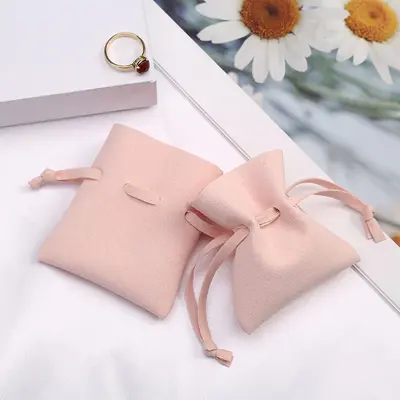 Microfiber Leather Jewelry Clamshell Bag | Color: Pink | format: 8X10CM | quantity: 1PC