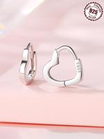 S925 Sterling Silver Heart Shaped Earrings, Fashionable Earrings for Women & Girls, Trendy All-match & Exquisite Jewelry for ...