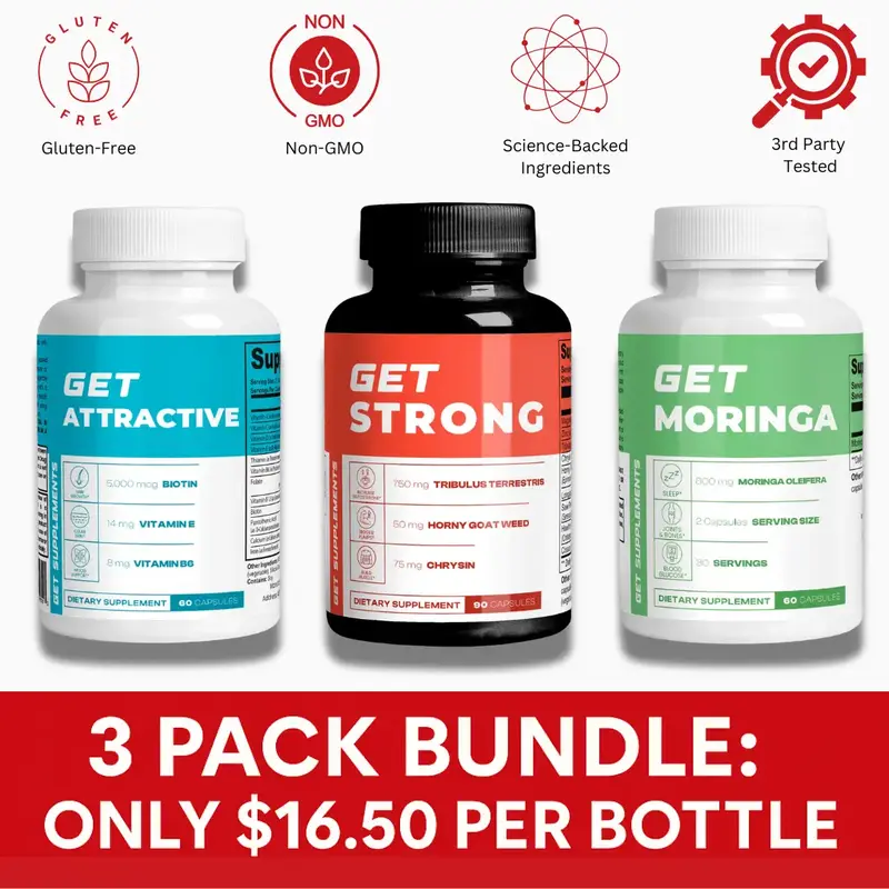 GET Ultimate Health and Wellness Bundle - Attractive Strong & Moringa - Gluten-Free Non-GMO Vegan-Friendly 3 Pack - Healthcar...