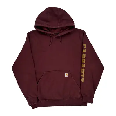 Carhartt Hoodie - Large Burgundy Cotton Blend