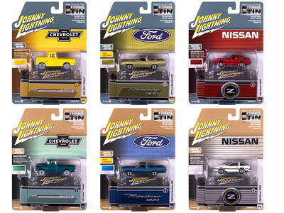 Johnny Lightning Collector's Tin 2025 Set of 6 Cars Release 3 Limited Edition 1/64 Diecast Model Cars by Johnny Lightning