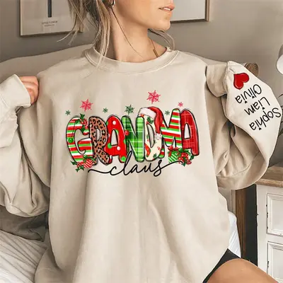 Colorful Grandma Kids Custom Christmas Sweatshirt - Aperturee