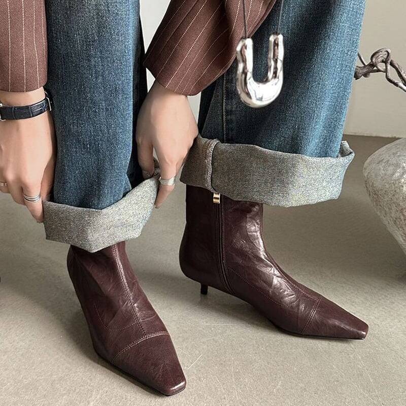 CHIKO Baja Pointy Toe Kitten Heels Ankle Boots