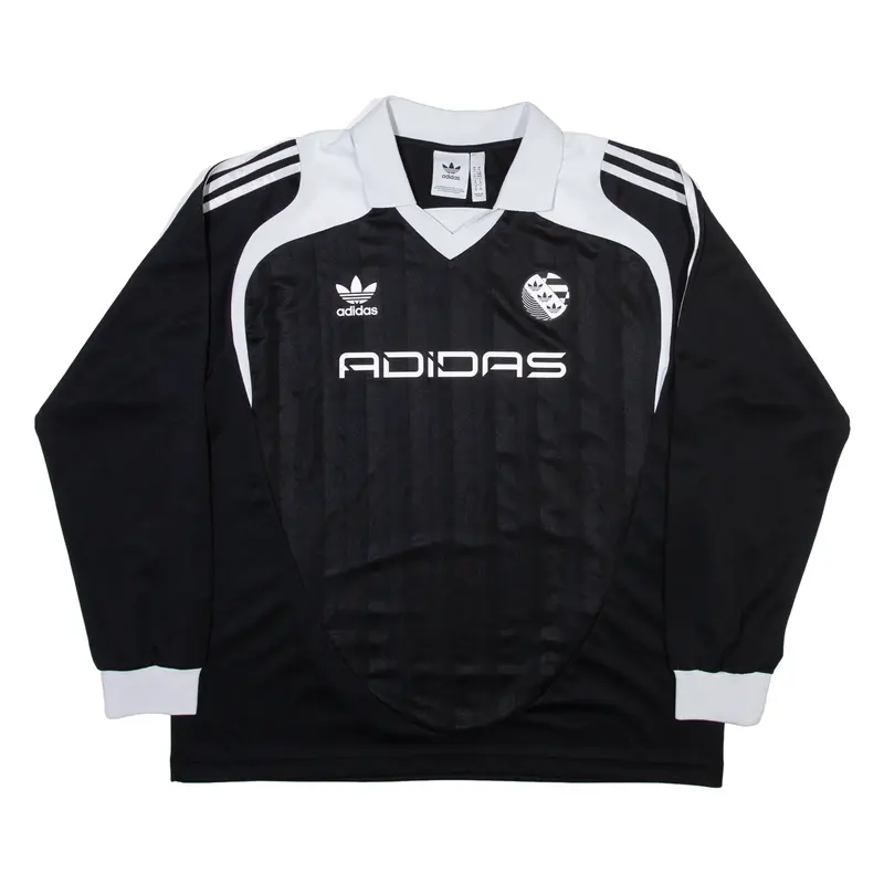 ADIDAS Football Style Mens Jersey Black Long Sleeve V-Neck M