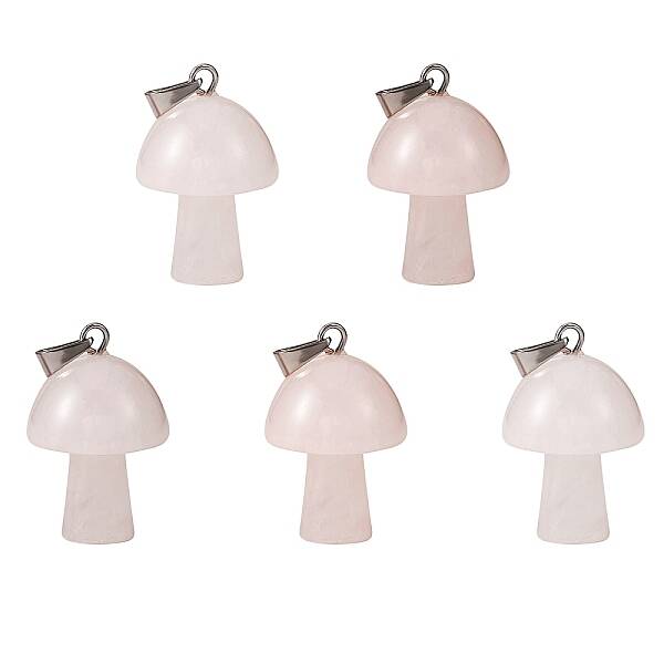 5Pcs Natural Rose Quartz Pendants