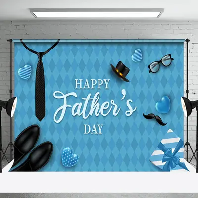 Gift Tie Love Leather Shoes Blue Fathers Day Backdrop - Aperturee