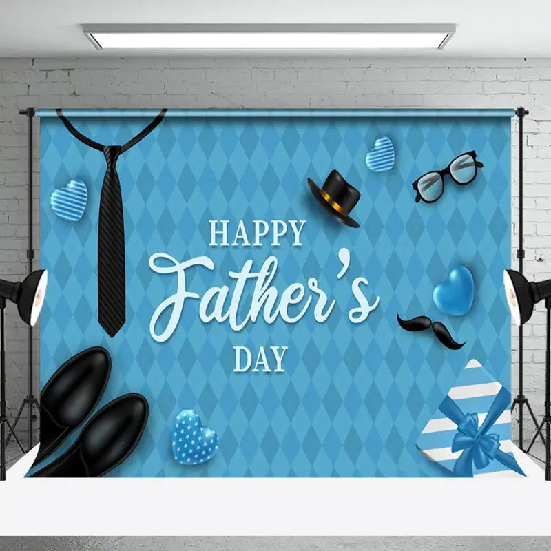Gift Tie Love Leather Shoes Blue Fathers Day Backdrop - Aperturee