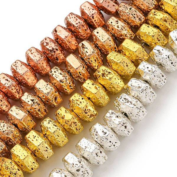 Electroplated Natural Lava Rock Beads Strands