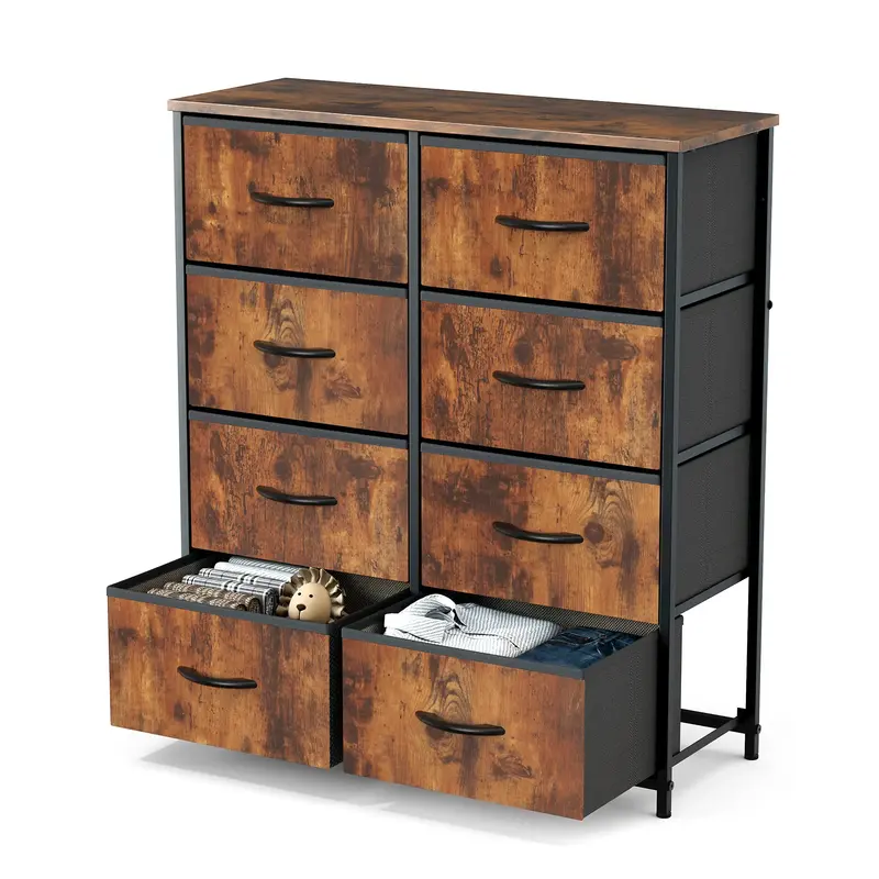 【Deal】Chest of Drawers with 8 Fabric Drawers, Sideboard with Drawers, Drawer Cabinet for Kitchen, Office, Hallway & TV Ca...