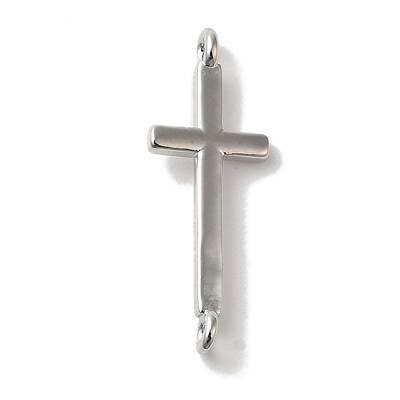 Rack Plating Brass Religion Cross Connector Charms Links