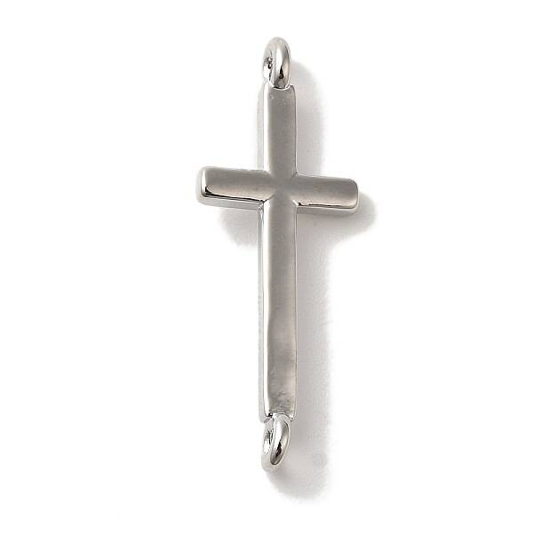 Rack Plating Brass Religion Cross Connector Charms Links