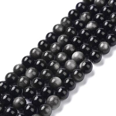 Natural Silver Obsidian Beads Strands
