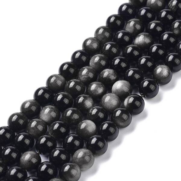 Natural Silver Obsidian Beads Strands