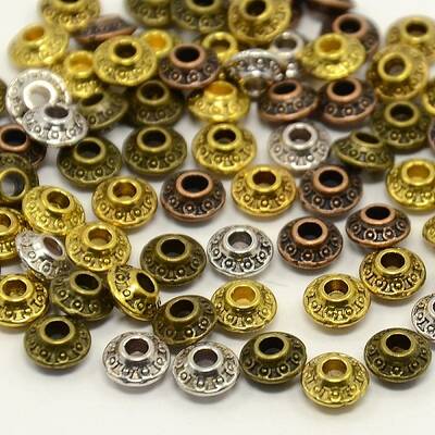 Mixed Antique Tibetan Style Alloy Bicone Spacer Beads