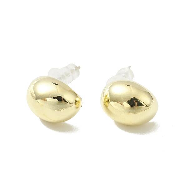 Alloy Half Round Stud Earrings with 925 Sterling Silver Pins for Women