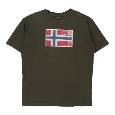 Napapijri Spellout T-Shirt - Small Khaki Cotton