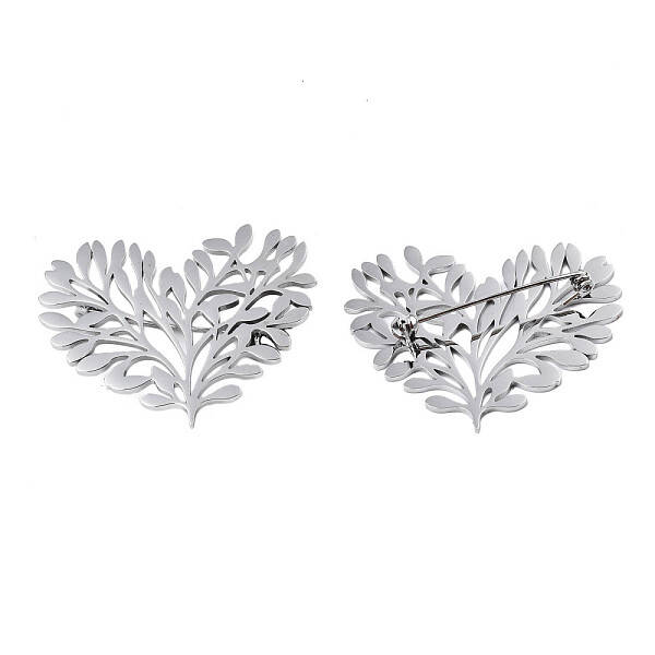 201 Stainless Steel Heart Tree Lapel Pin