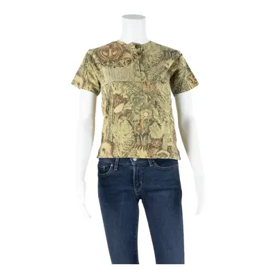 Womens Printed Top Brown Animal Print XS