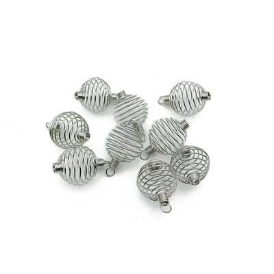 Carbon Steel Spiral Bead Cage Pendants