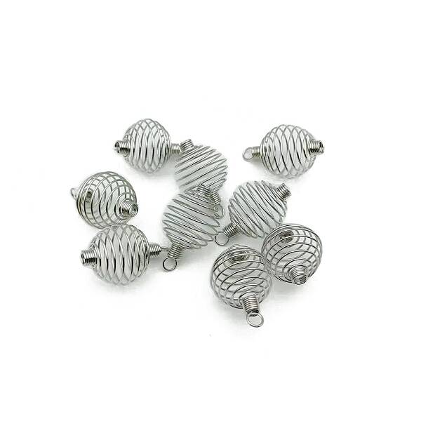 Carbon Steel Spiral Bead Cage Pendants