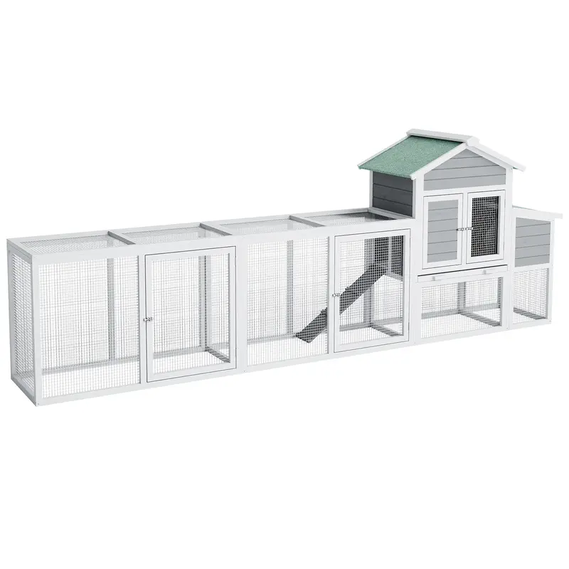 Garvee Spacious Outdoor Wooden Bird Cage – Large Chicken Coop with Run, Asphalt Roof, Nesting Box, Easy-Clean Sliding Tray ...