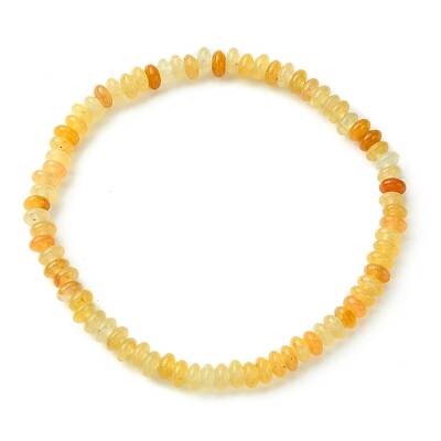 Natural Yellow Aventurine Flat Round Beaded Stretch Bracelets for Women