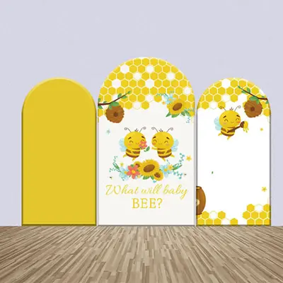 Yellow Bee Honeycomb Gender Reveal Arch Backdrop Kit - Aperturee